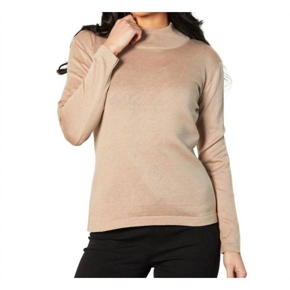 NEW ANGEL APPAREL mock neck long sleeve top in sand - Picture 1 of 1
